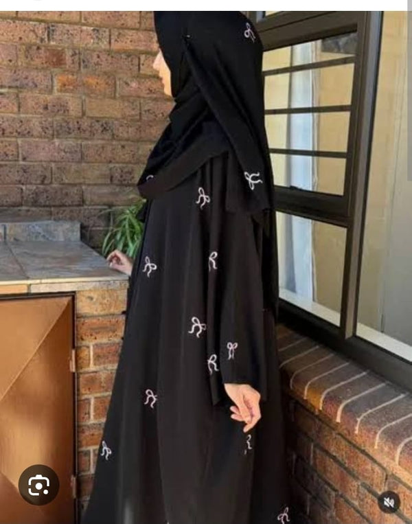 BOW EMBRIODED   ABAYA