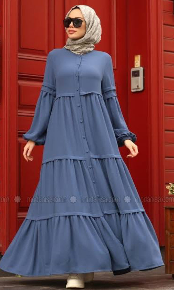 Modern Modesty – Cut Line Abaya with Button Detailing
