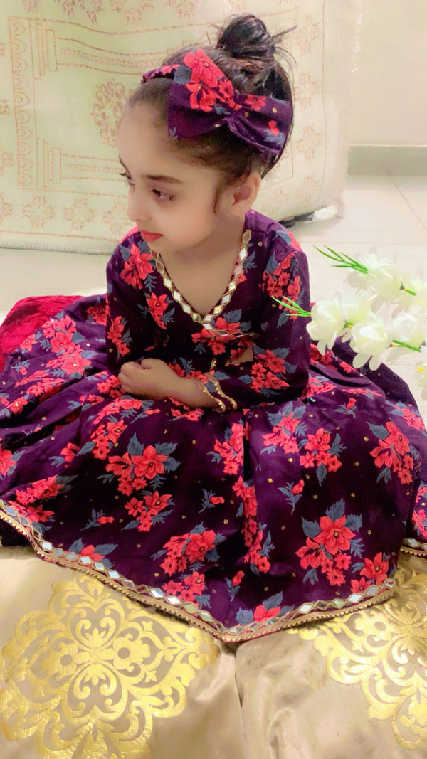 Traditional Kids Frock with Gharrara Set