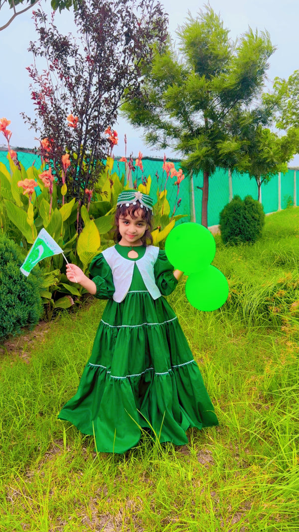 Elegant Green Maxi Dress with Kote