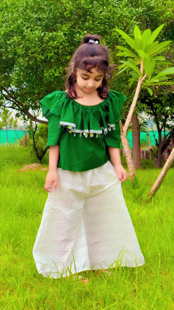 Green Top with Flyred Trouser