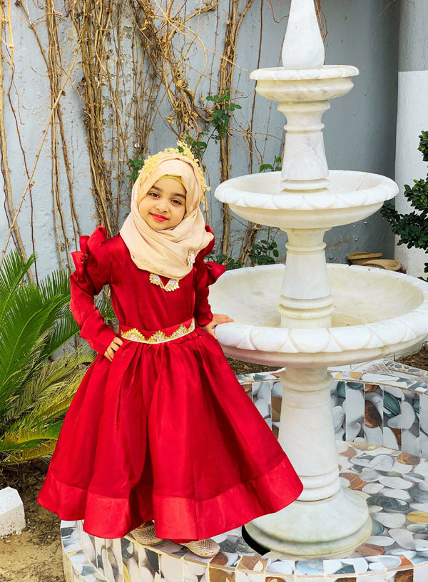 KID RED TURBAN DRESS EID GIFT BOX